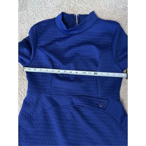 Modcloth Womens Blue Retro Mock Neck Long Sleeve Knee Length A-line Dress - Picture 7 of 13
